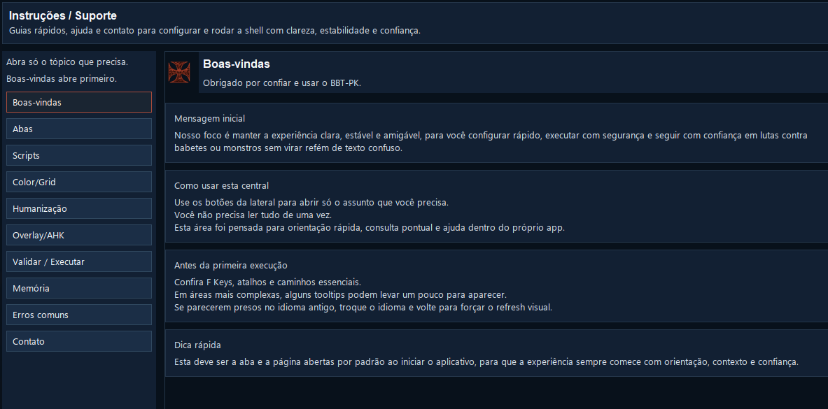 Interface BBT-PK AHK com scripts de PK, hotkeys, detecção de cor OSRS e Gear Switch by Color